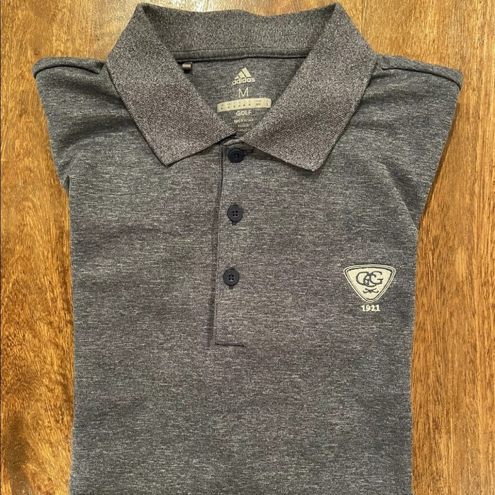ADIDAS Golf Polo Dress Shirt GLENCOE GOLF CLUB Sz M Blue/Gray